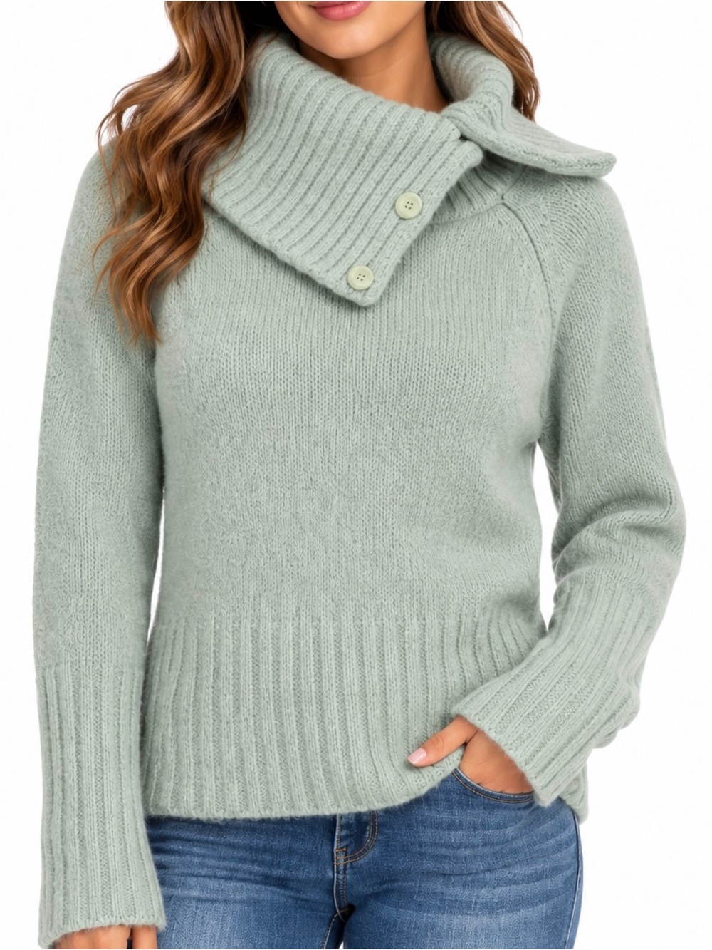 United Colors of Benetton Women’s Mint Green Mohair Blend Sweater M Italy Women'